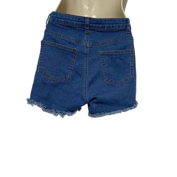 Banjul Women’s Blue Jean Shorts with Black Stocking Cut Outs Size Small - Picture 7 of 15